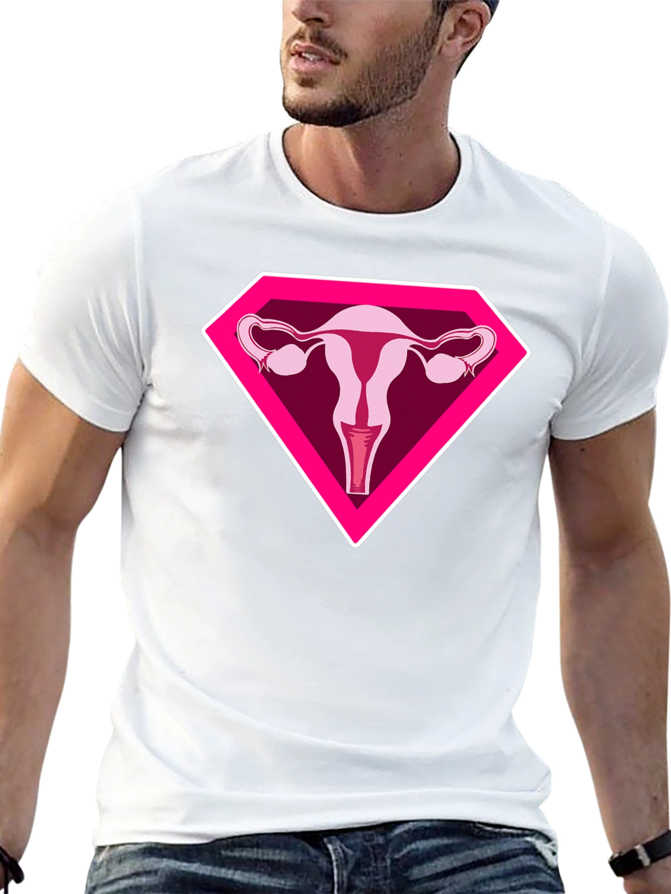 Uterus Superhero Graphic Tee - Black Cotton T-Shirt