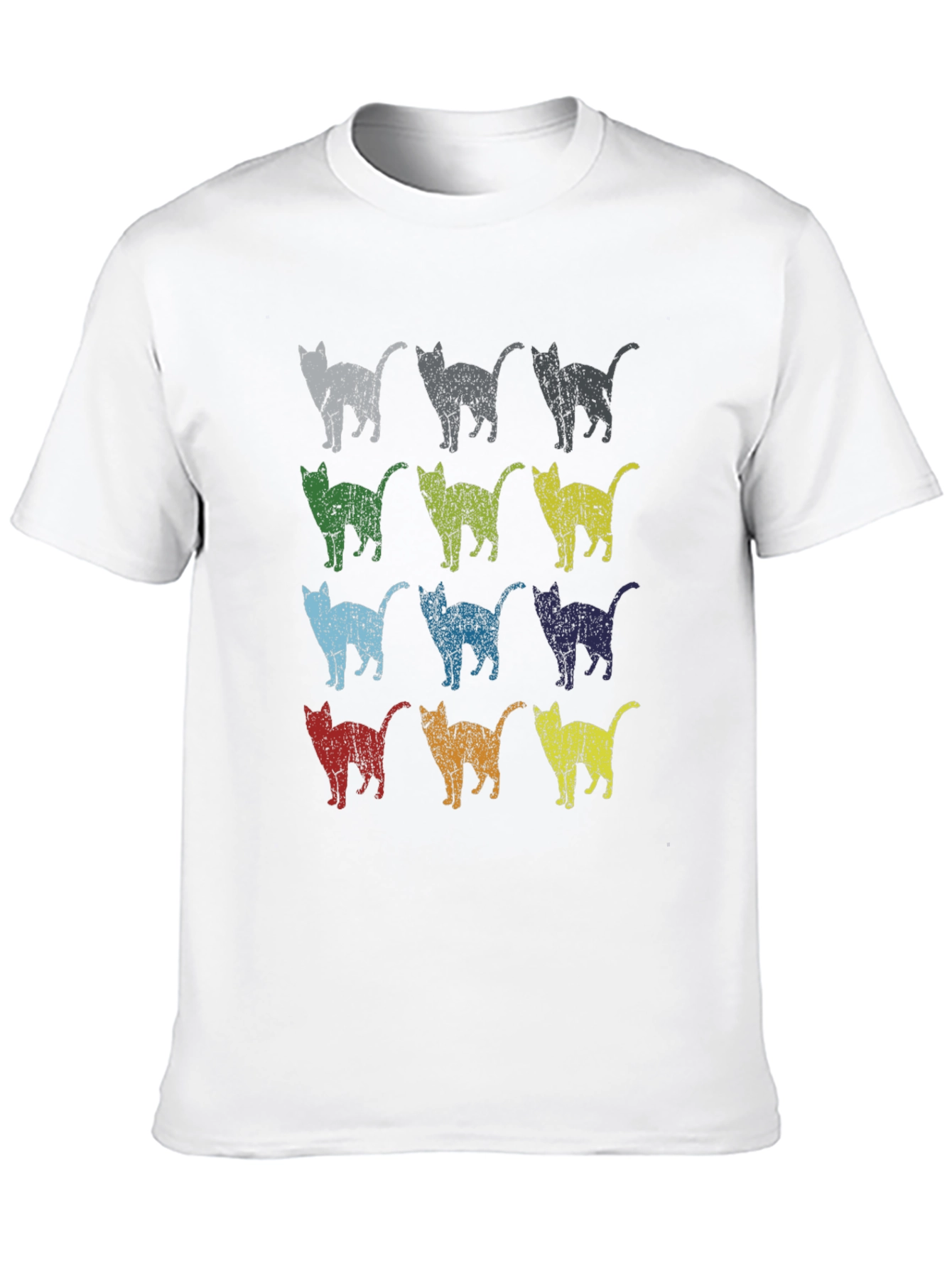 Retro Cat Pattern T-Shirt