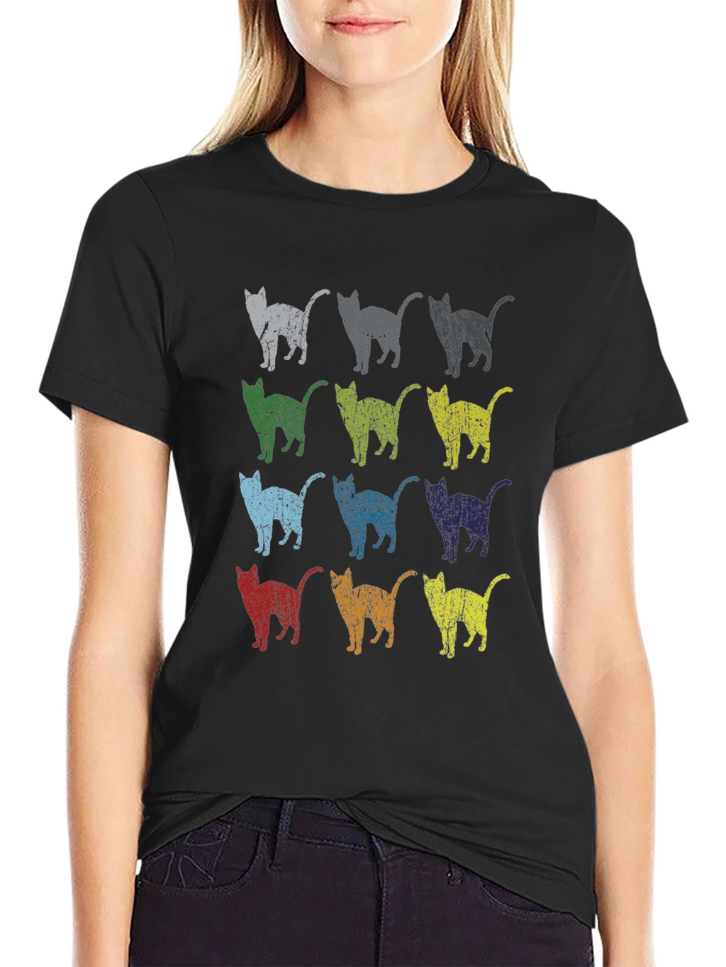 Retro Cat Pattern T-Shirt