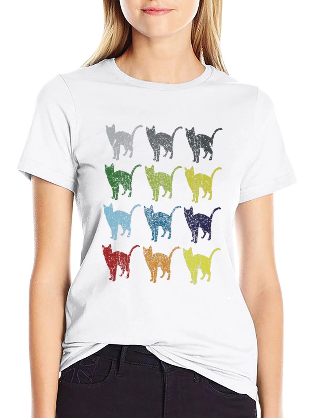 Retro Cat Pattern T-Shirt