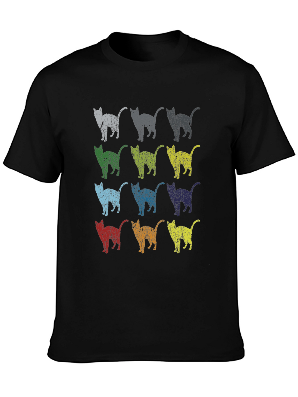 Retro Cat Pattern T-Shirt