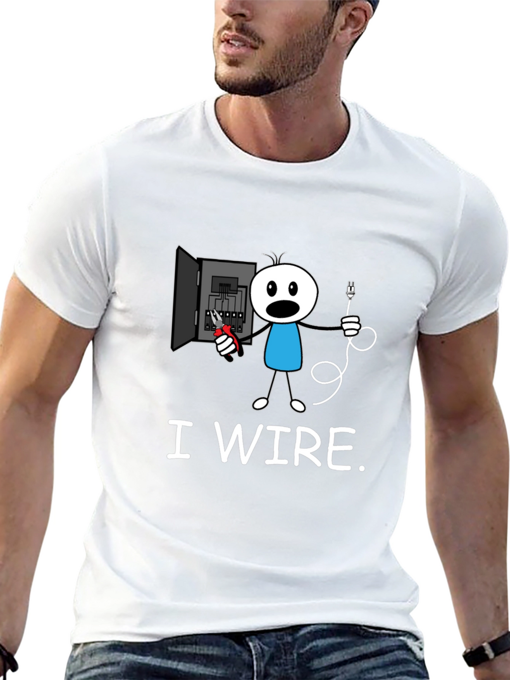 Funny I Wire. Electrician Stick Figure T-Shirt