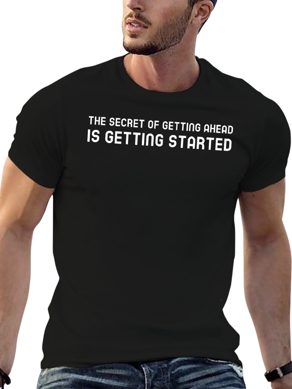 Motivational Black T-Shirt: Start Now!