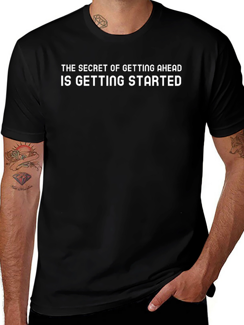 Motivational Black T-Shirt: Start Now!