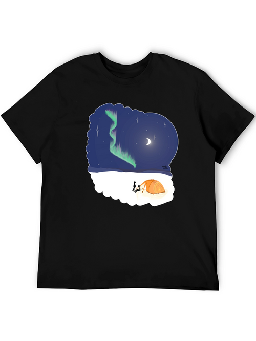 Aurora Camping Graphic Tee - Northern Lights Design