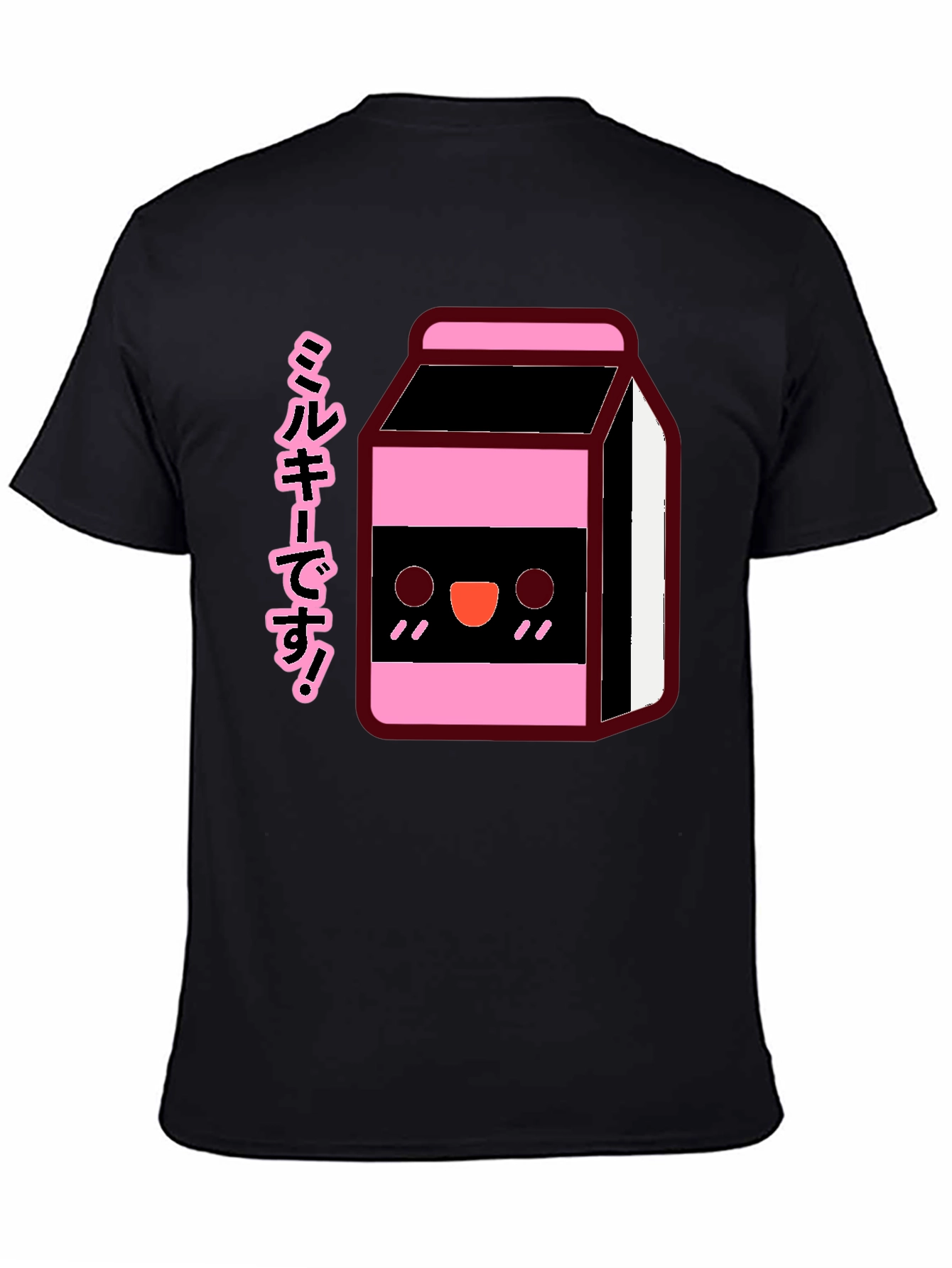 Kawaii Milk Carton T-Shirt - Black Anime Style Tee