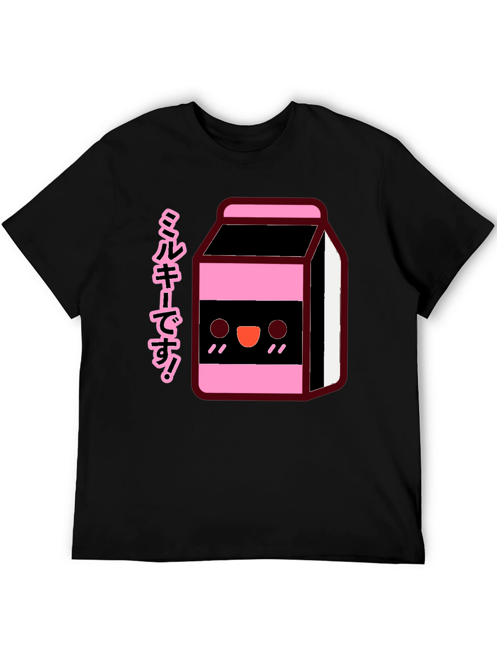 Kawaii Milk Carton T-Shirt - Black Anime Style Tee