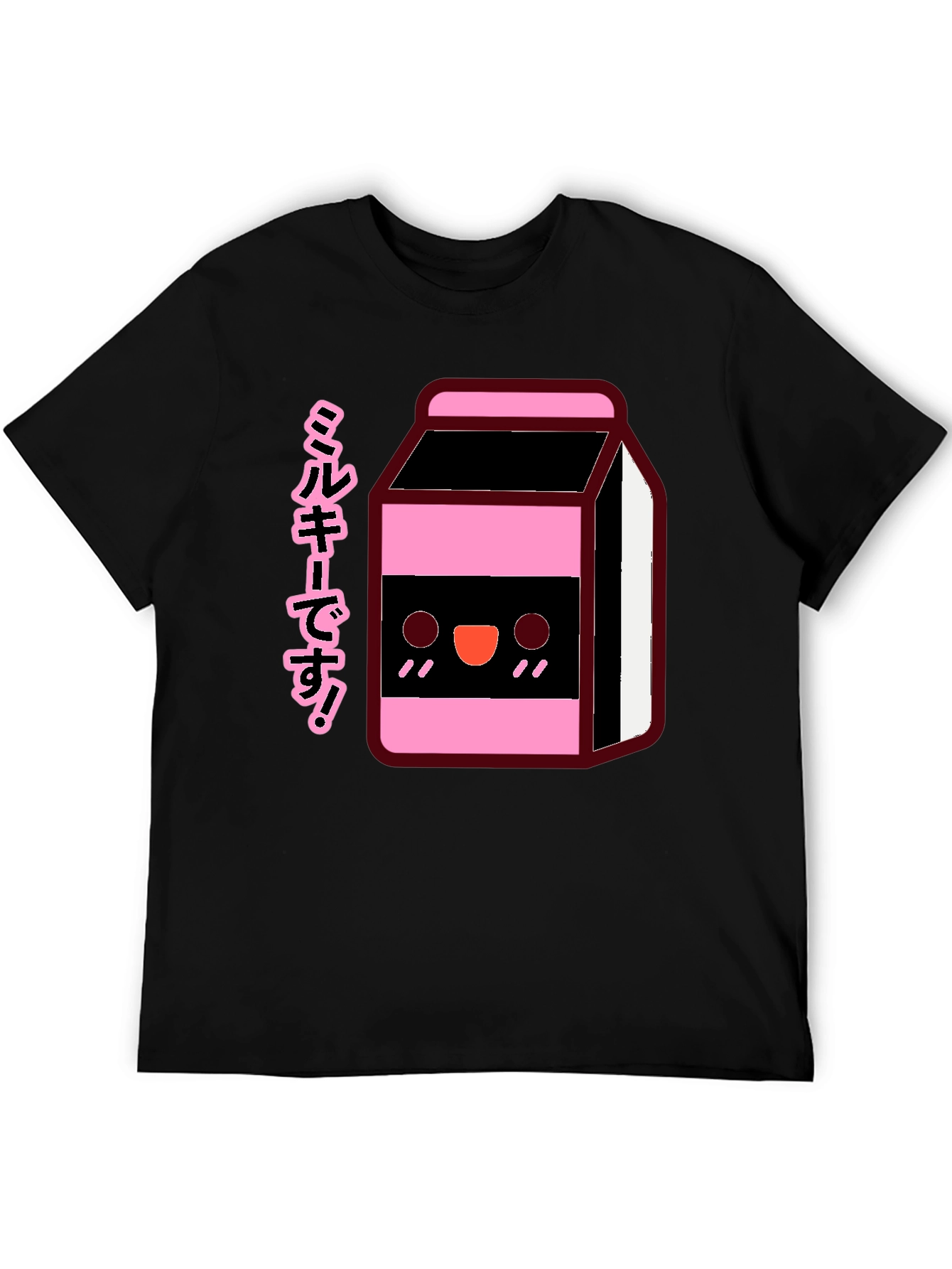 Kawaii Milk Carton T-Shirt - Black Anime Style Tee