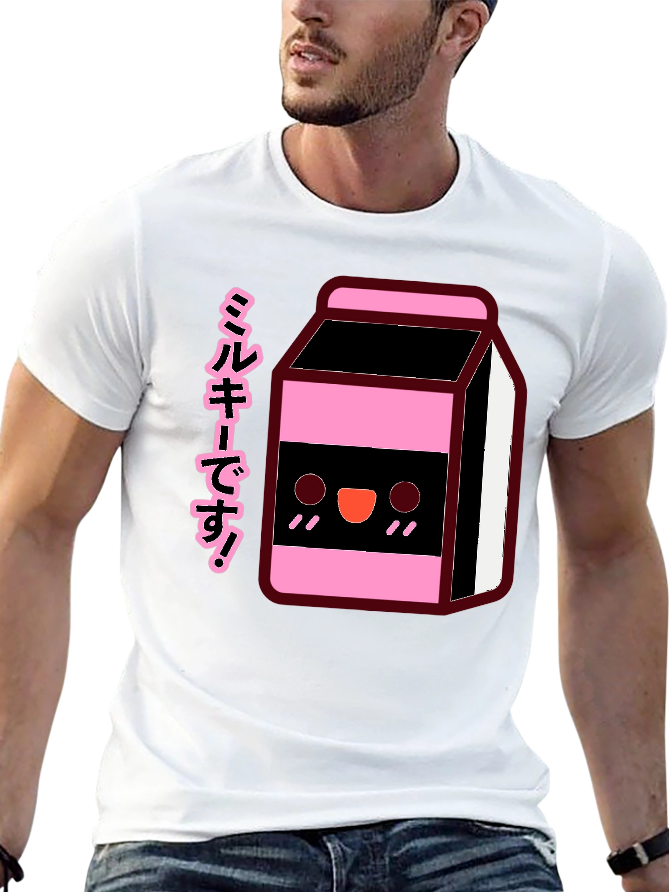 Kawaii Milk Carton T-Shirt - Black Anime Style Tee