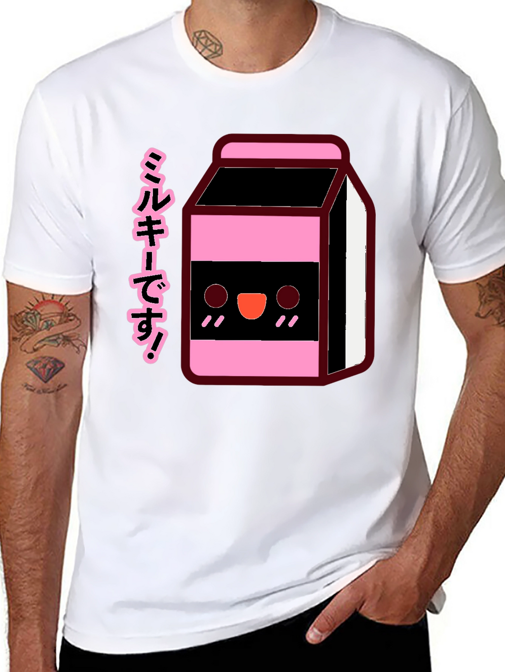 Kawaii Milk Carton T-Shirt - Black Anime Style Tee