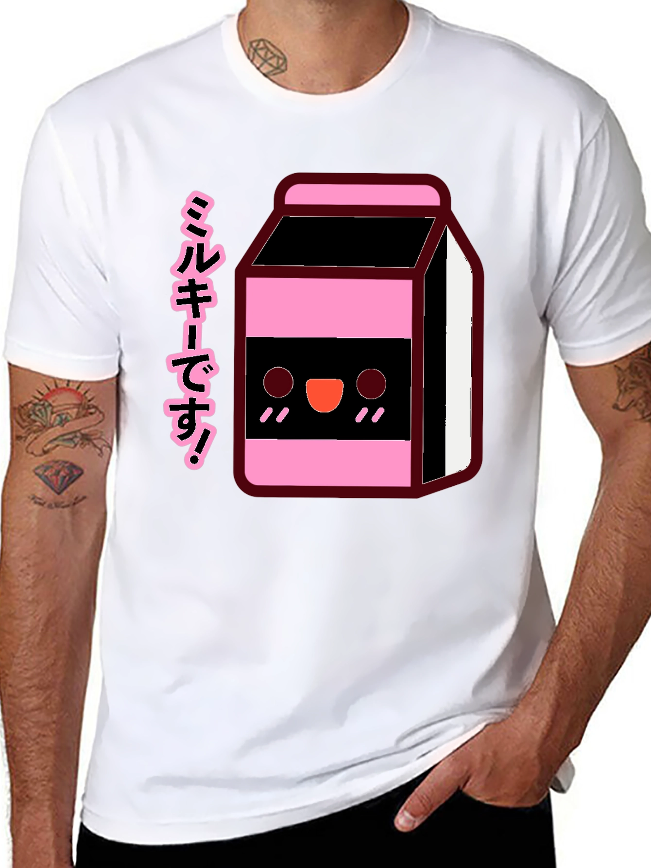 Kawaii Milk Carton T-Shirt - Black Anime Style Tee