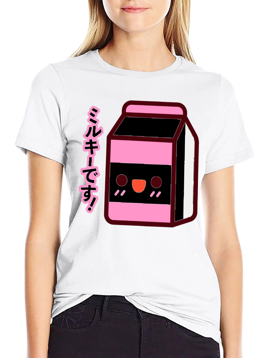 Kawaii Milk Carton T-Shirt - Black Anime Style Tee