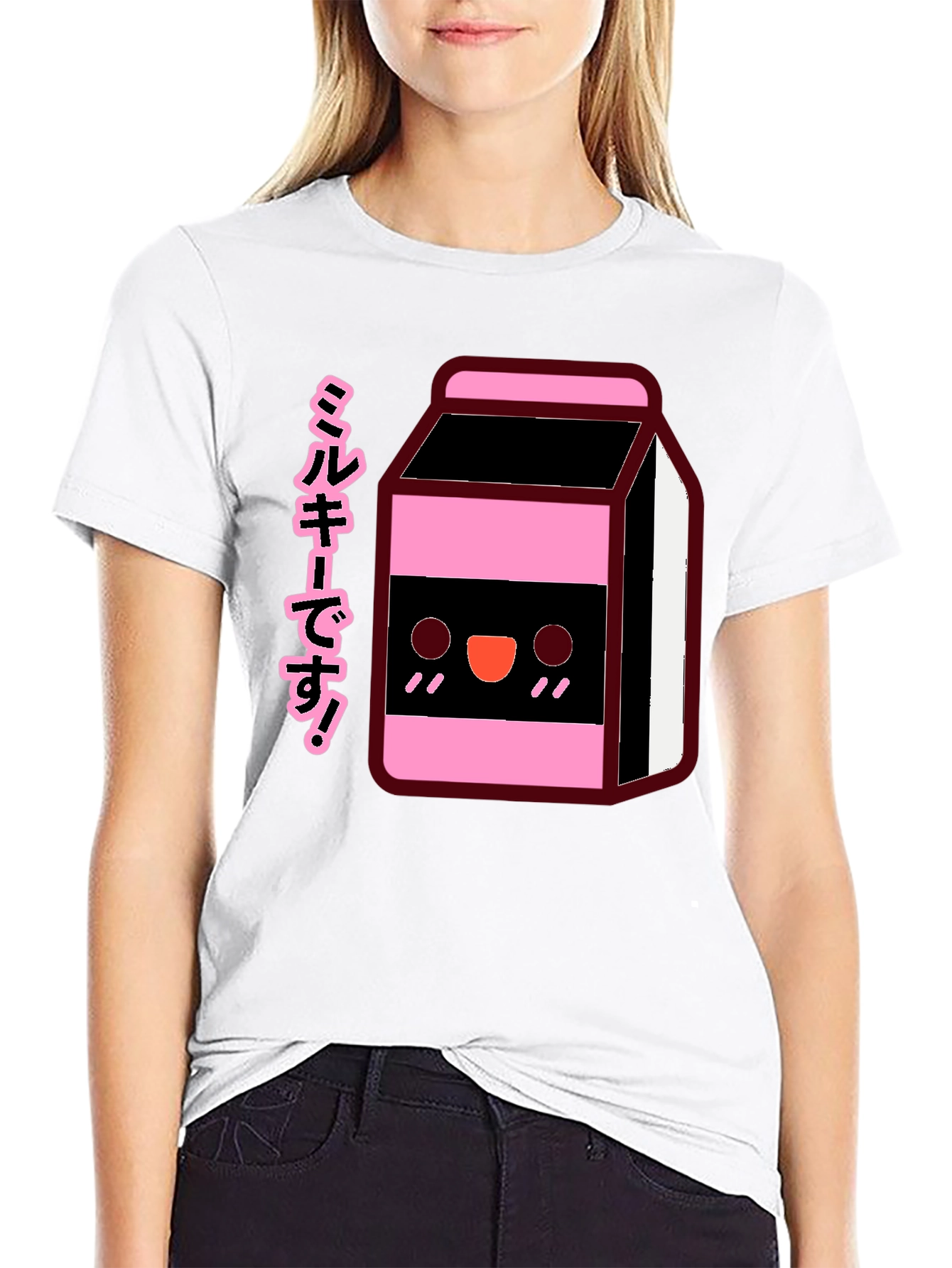 Kawaii Milk Carton T-Shirt - Black Anime Style Tee