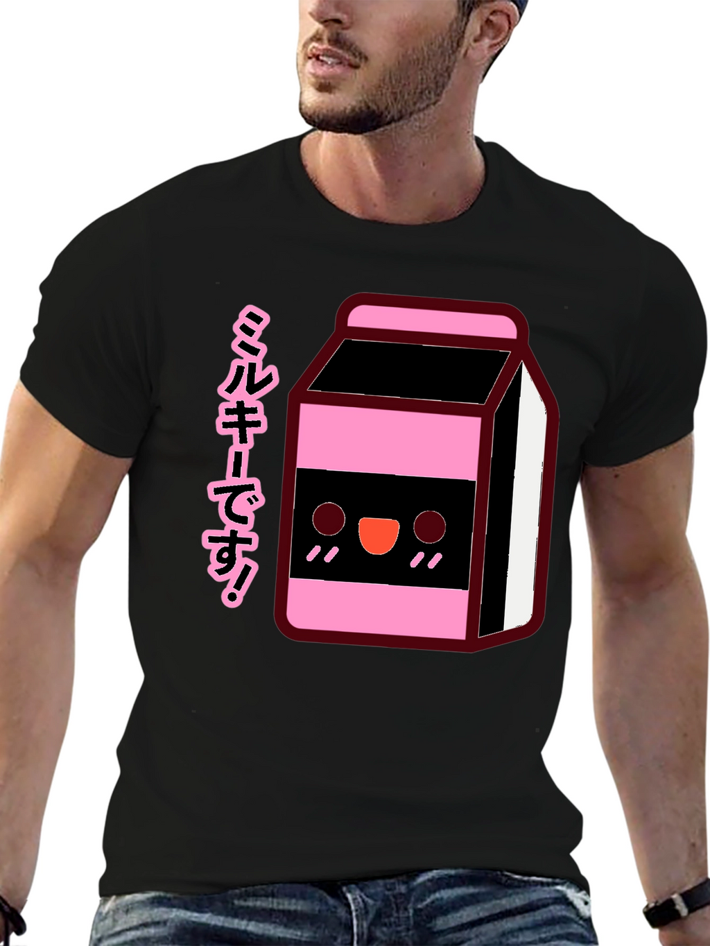 Kawaii Milk Carton T-Shirt - Black Anime Style Tee