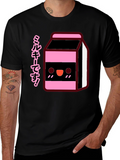 Kawaii Milk Carton T-Shirt - Black Anime Style Tee