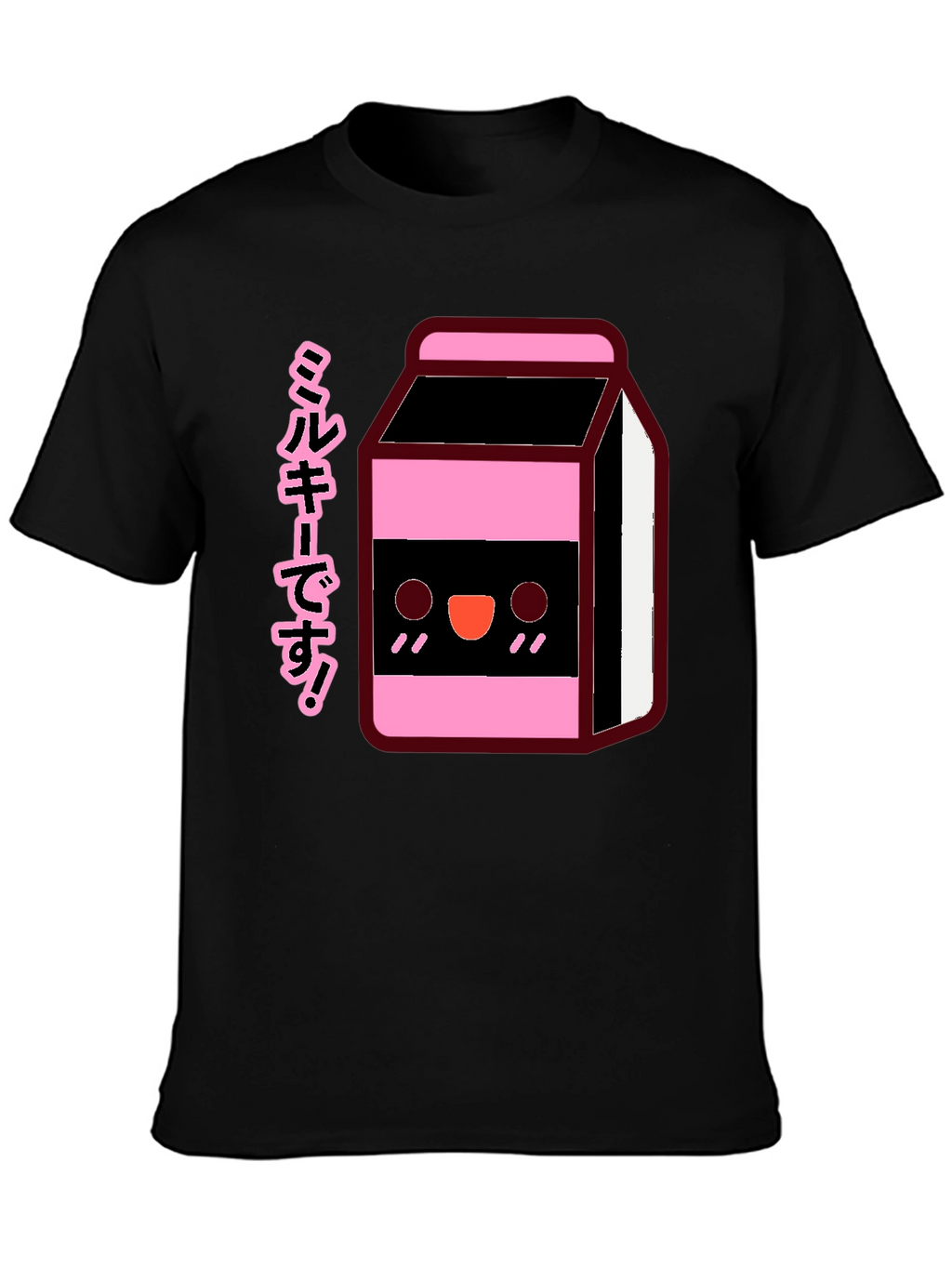 Kawaii Milk Carton T-Shirt - Black Anime Style Tee