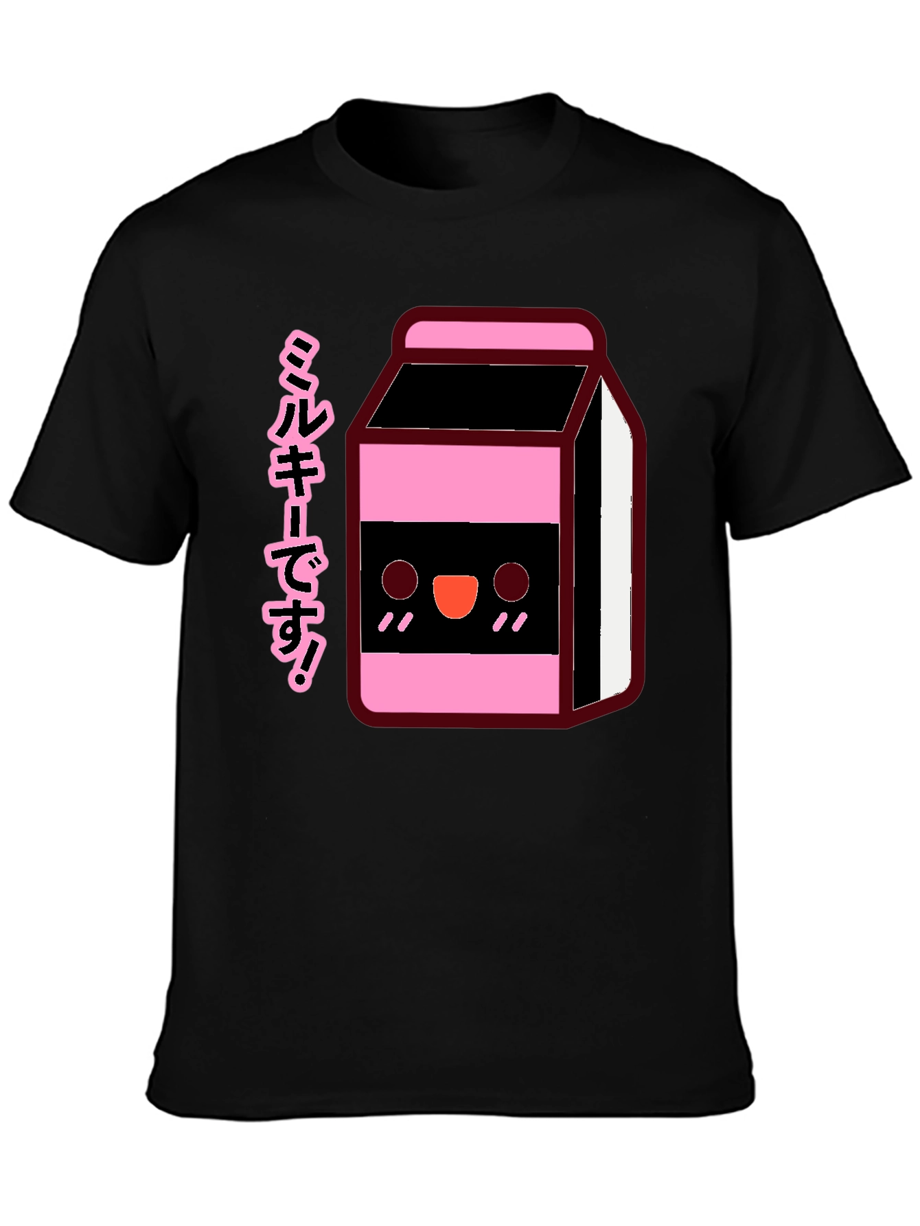 Kawaii Milk Carton T-Shirt - Black Anime Style Tee