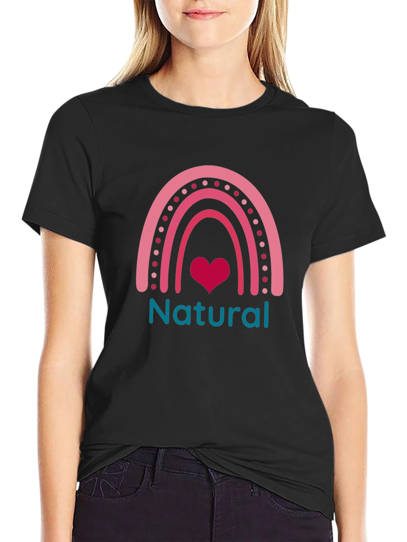 Natural Rainbow Heart Graphic Tee - Unisex