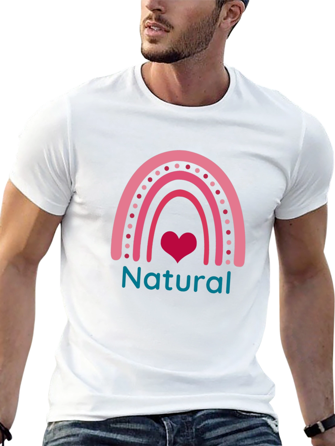 Natural Rainbow Heart Graphic Tee - Unisex