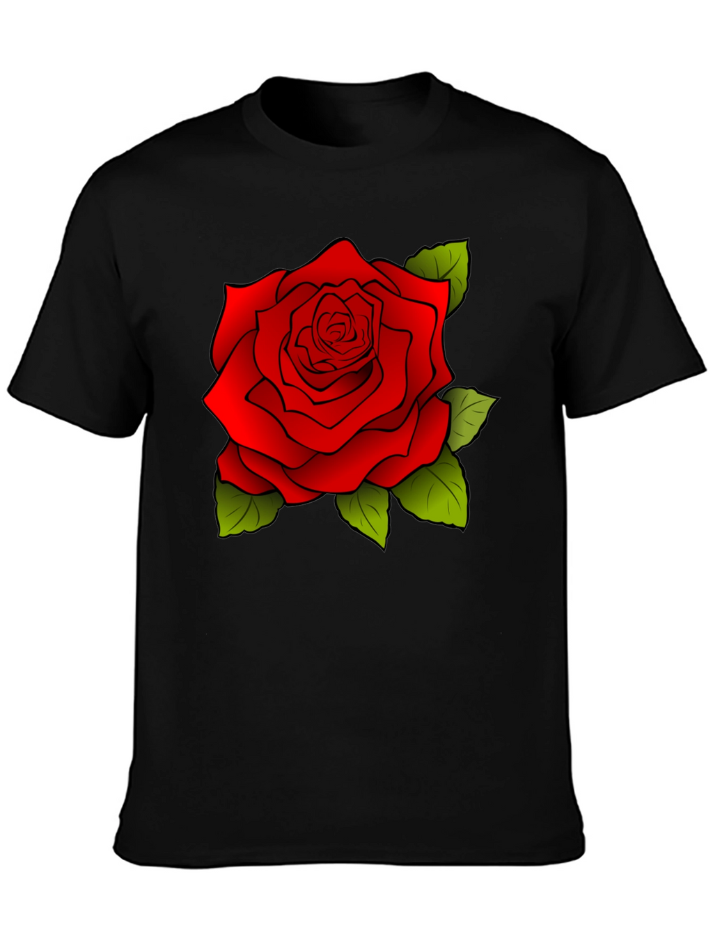 Rose Graphic Black T-Shirt for Men