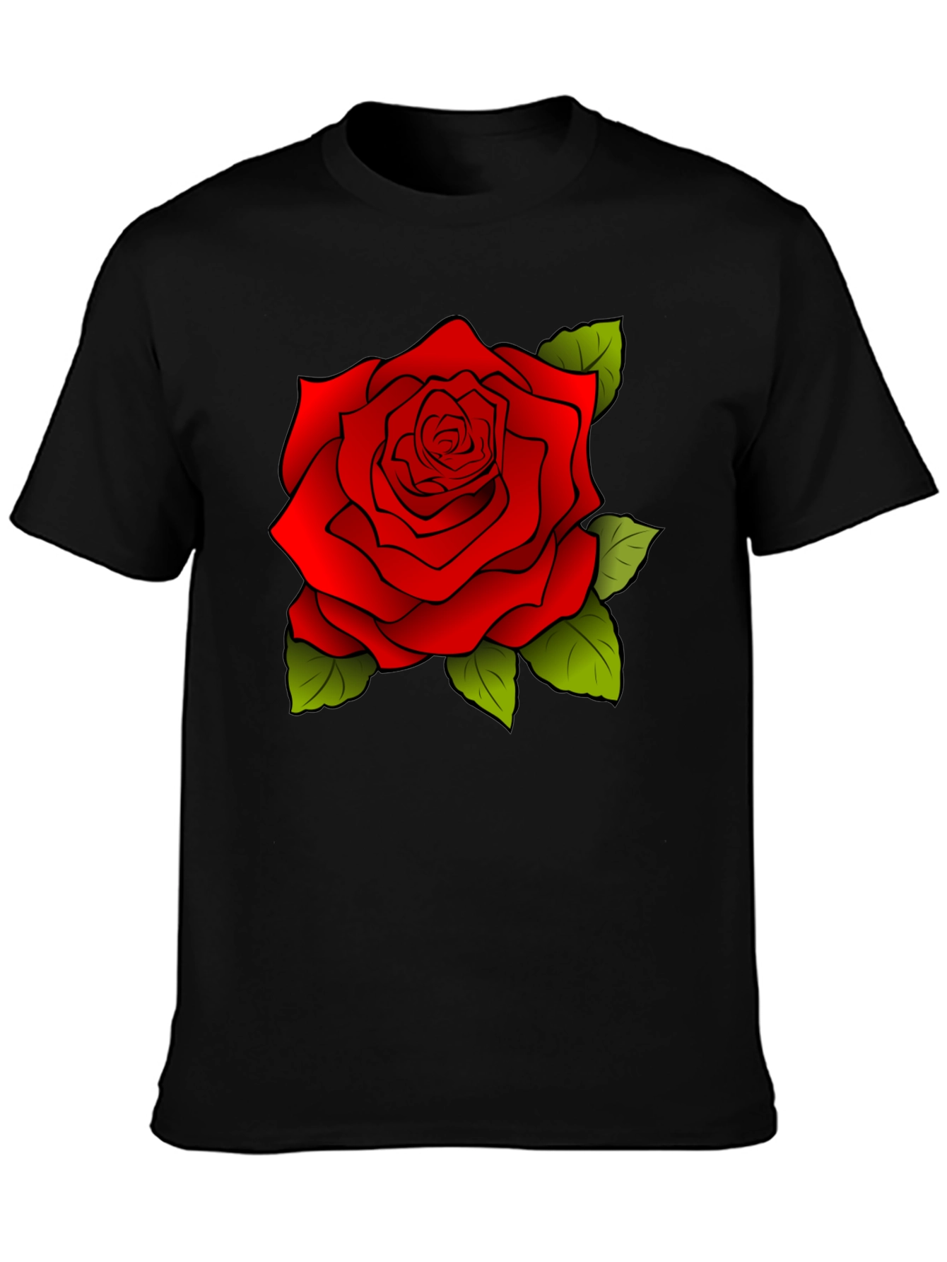 Rose Graphic Black T-Shirt for Men