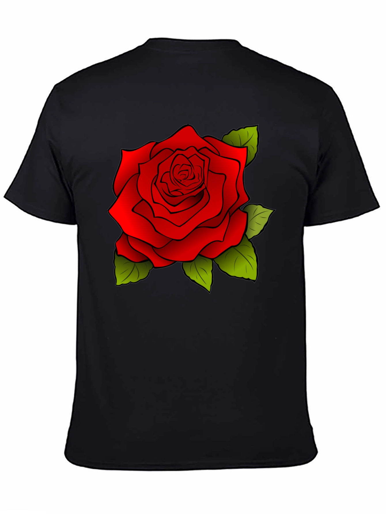 Rose Graphic Black T-Shirt for Men