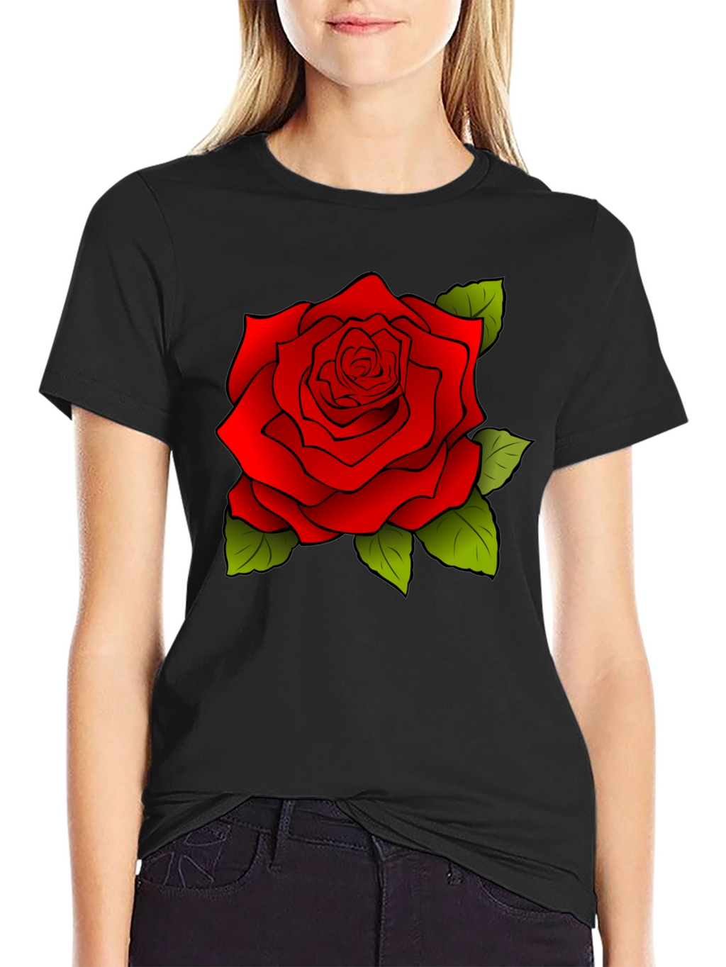 Rose Graphic Black T-Shirt for Men