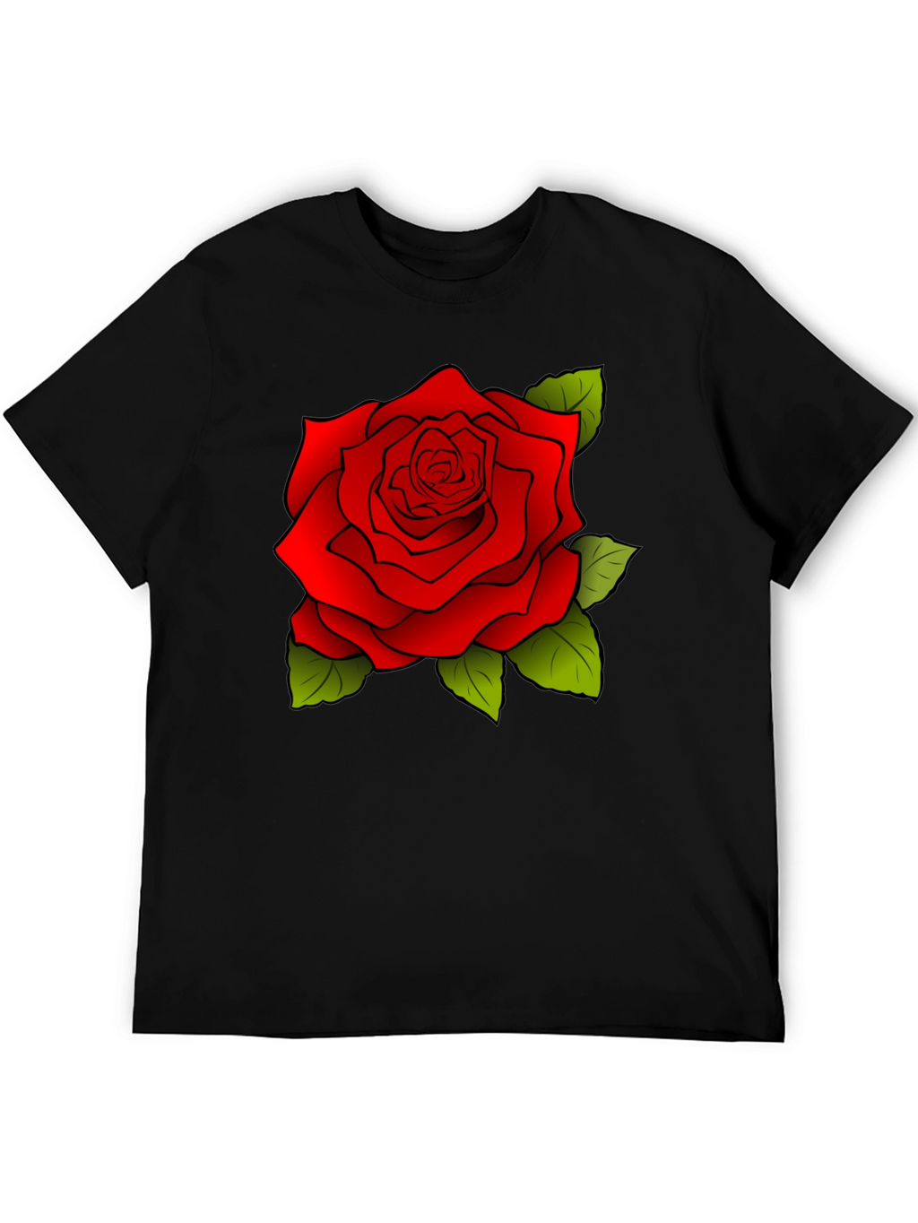 Rose Graphic Black T-Shirt for Men
