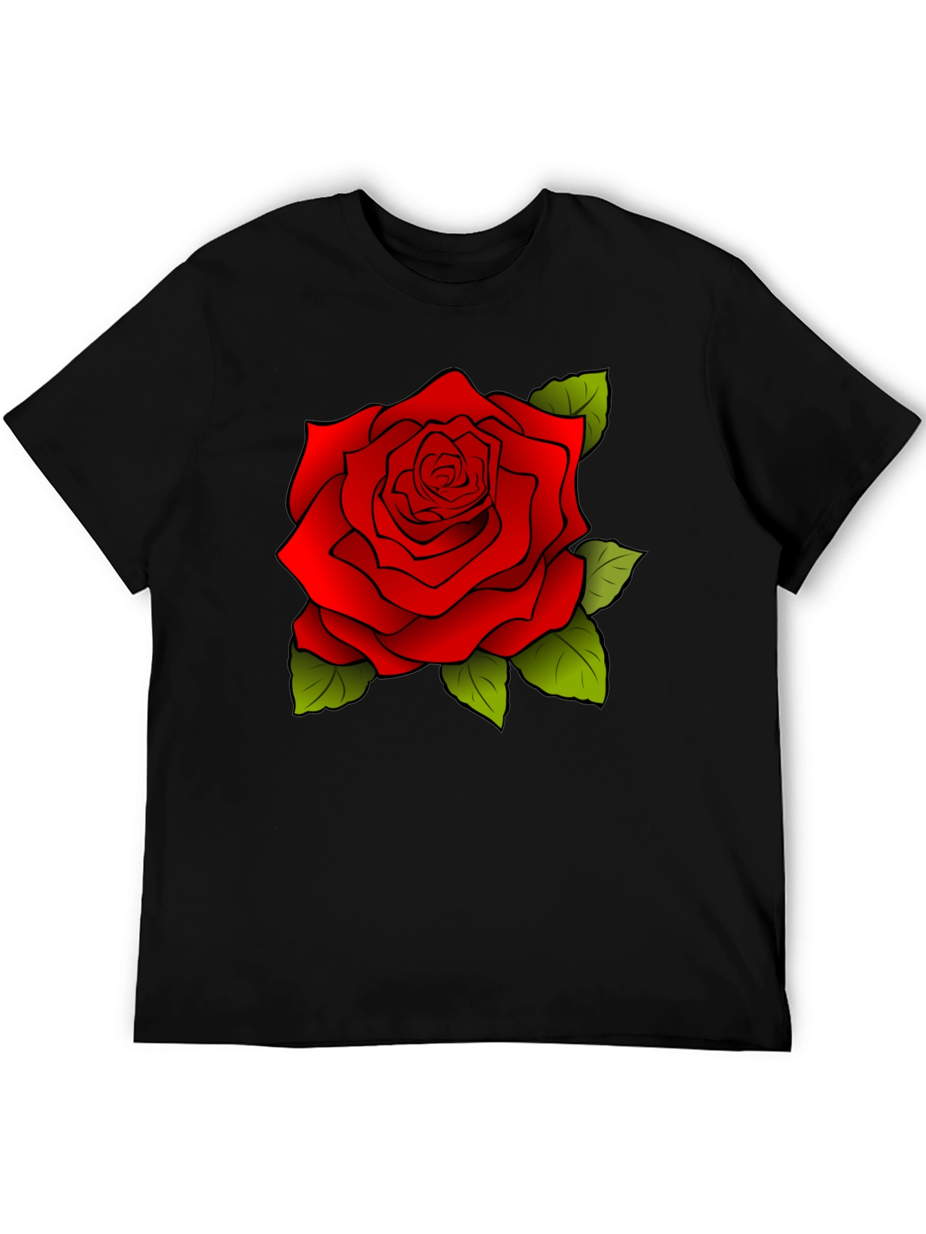 Rose Graphic Black T-Shirt for Men