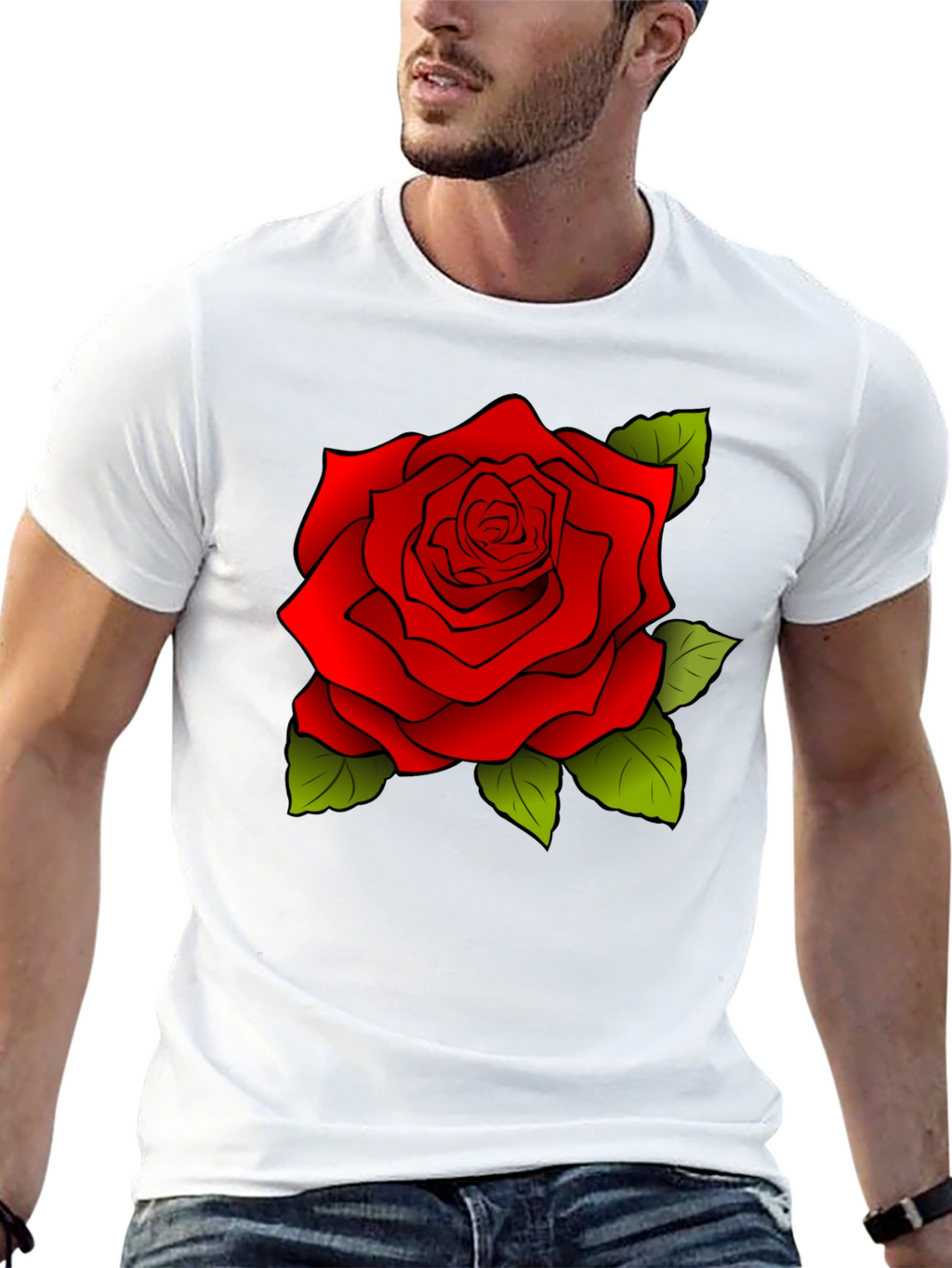 Rose Graphic Black T-Shirt for Men