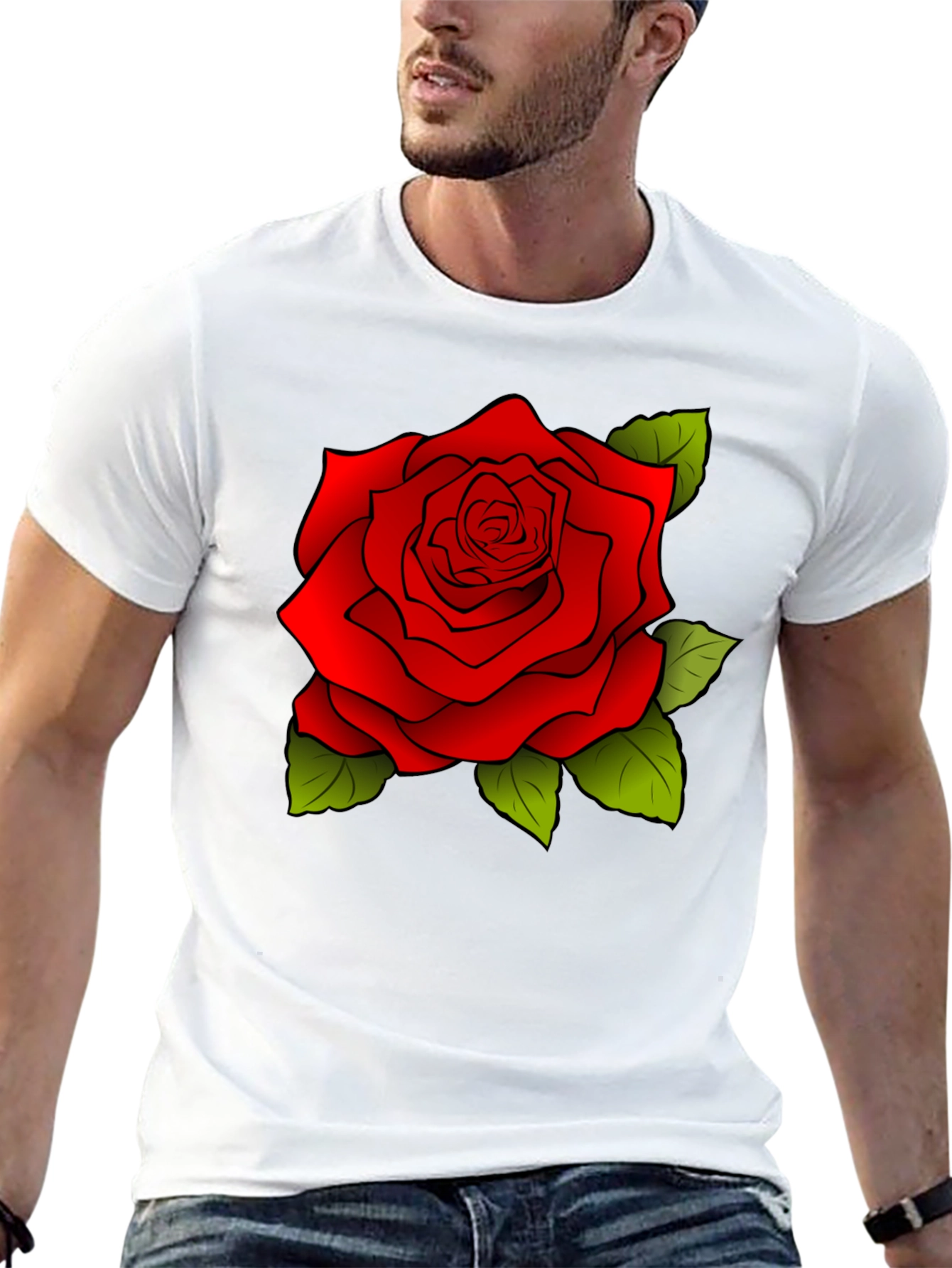 Rose Graphic Black T-Shirt for Men