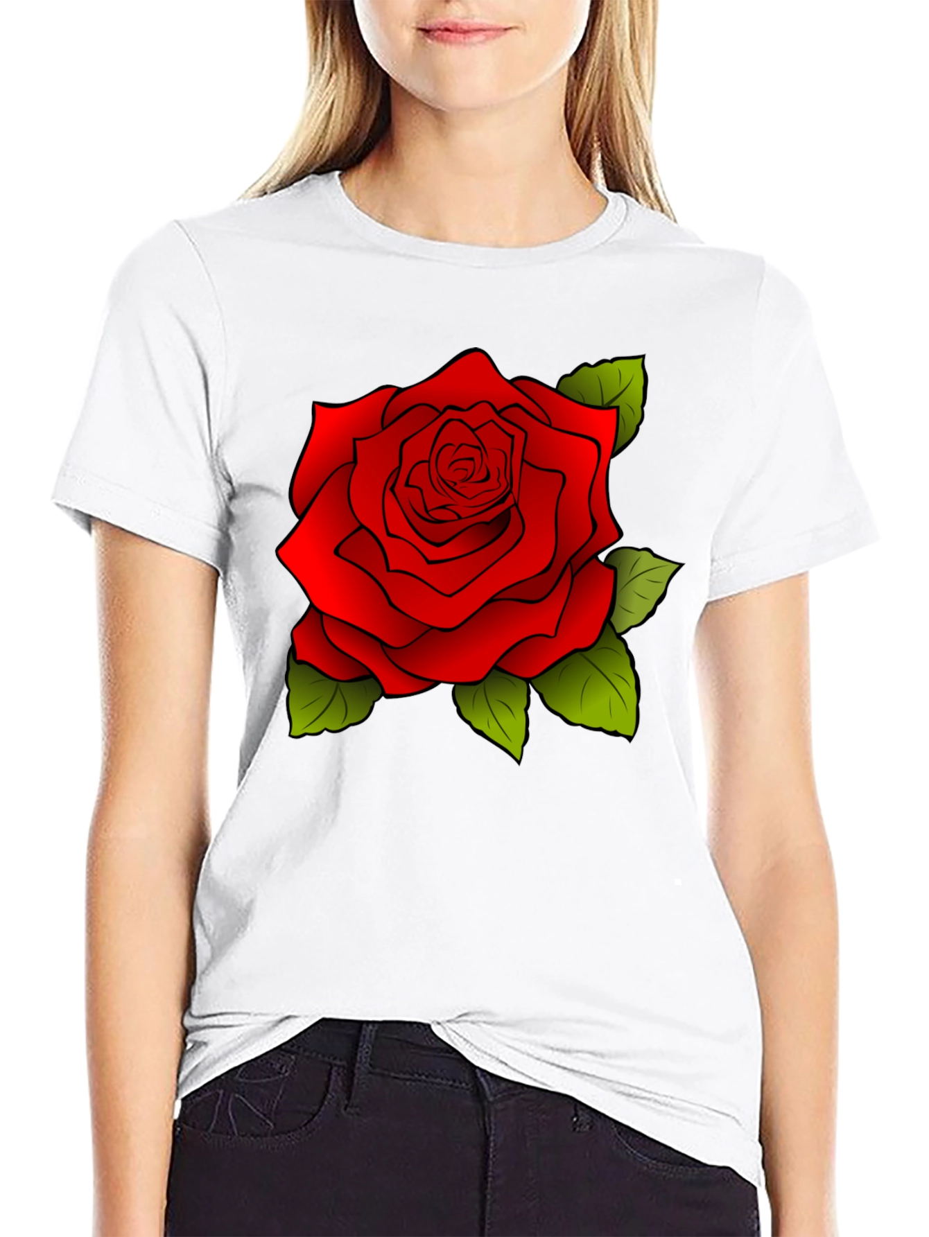 Rose Graphic Black T-Shirt for Men
