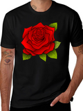 Rose Graphic Black T-Shirt for Men