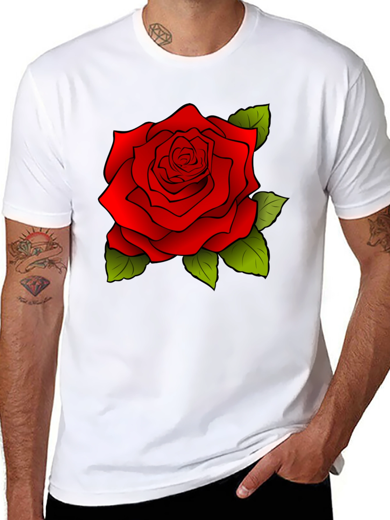 Rose Graphic Black T-Shirt for Men