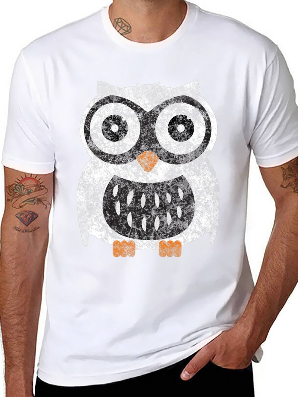 Cool Owl Graphic Tee - Black Cotton Blend Shirt