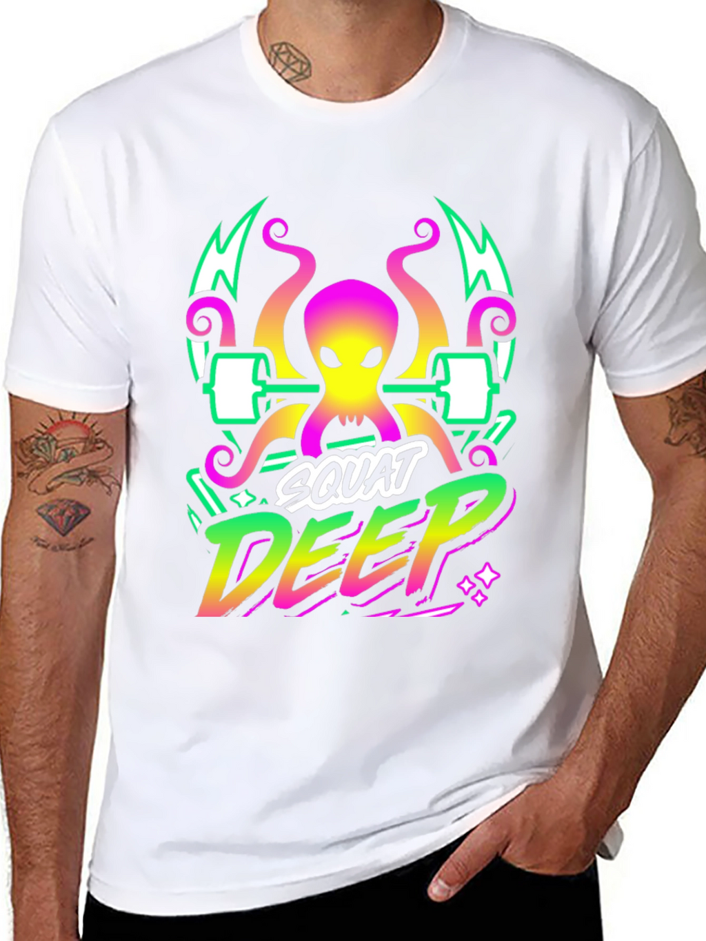 Squat Deep Graphic T-Shirt Octopus Gym
