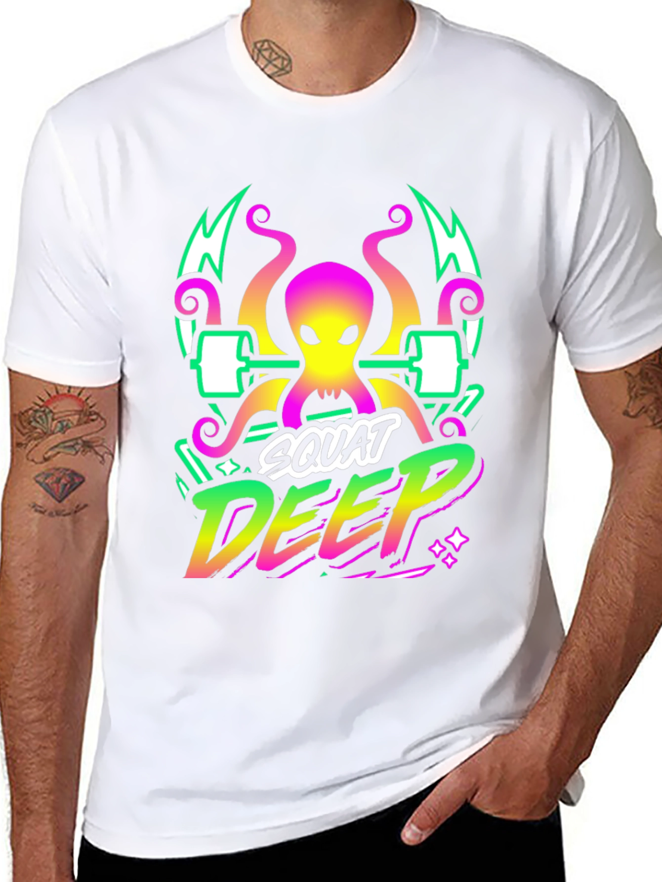 Squat Deep Graphic T-Shirt Octopus Gym