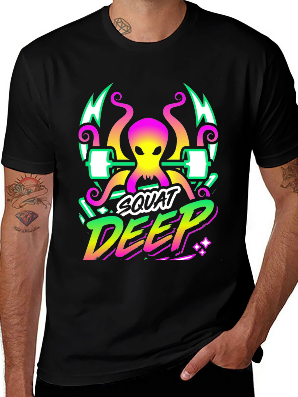 Squat Deep Graphic T-Shirt Octopus Gym