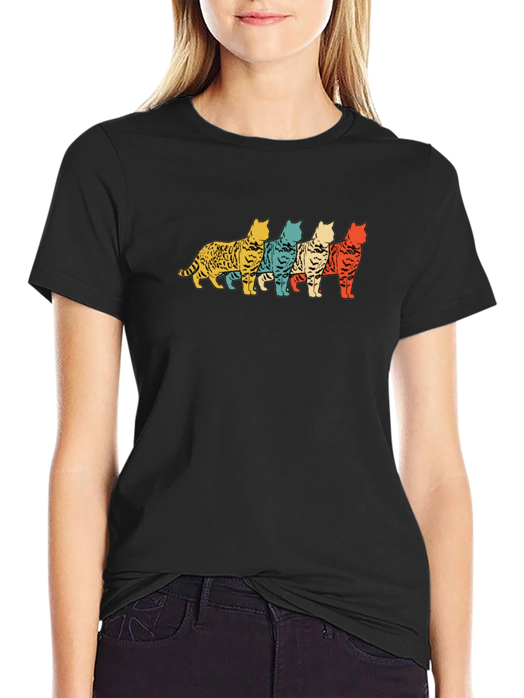 Retro Cat T-Shirt - Cool Feline Design