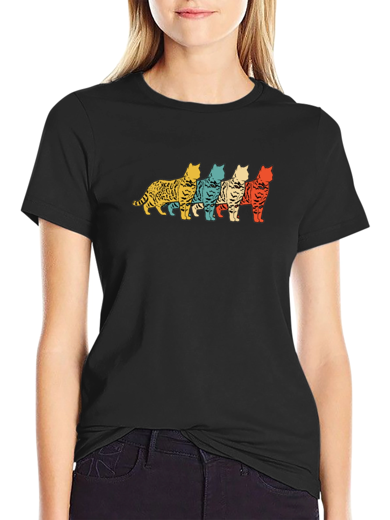 Retro Cat T-Shirt - Cool Feline Design
