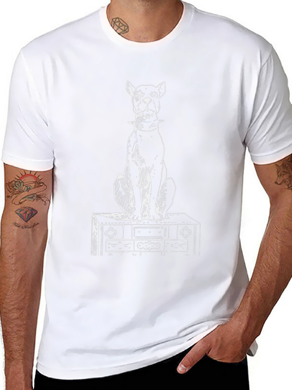 Dog on Dresser Graphic Tee - Unique & Stylish