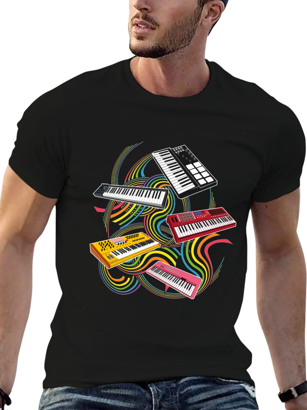 Musical Synthesizer T-Shirt - Keyboard Player Tee