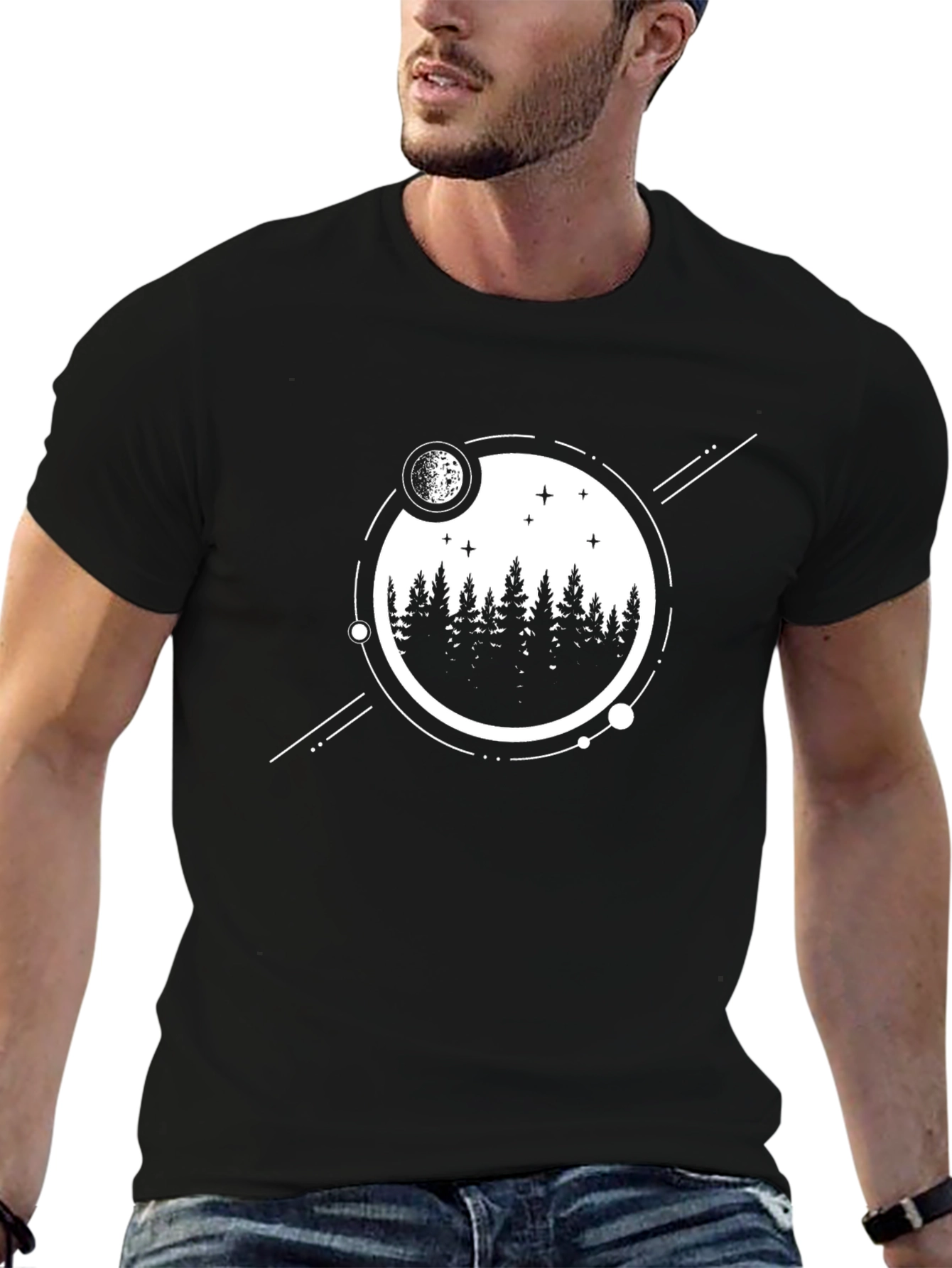Nature Scene Graphic Tee - Mens Black Shirt