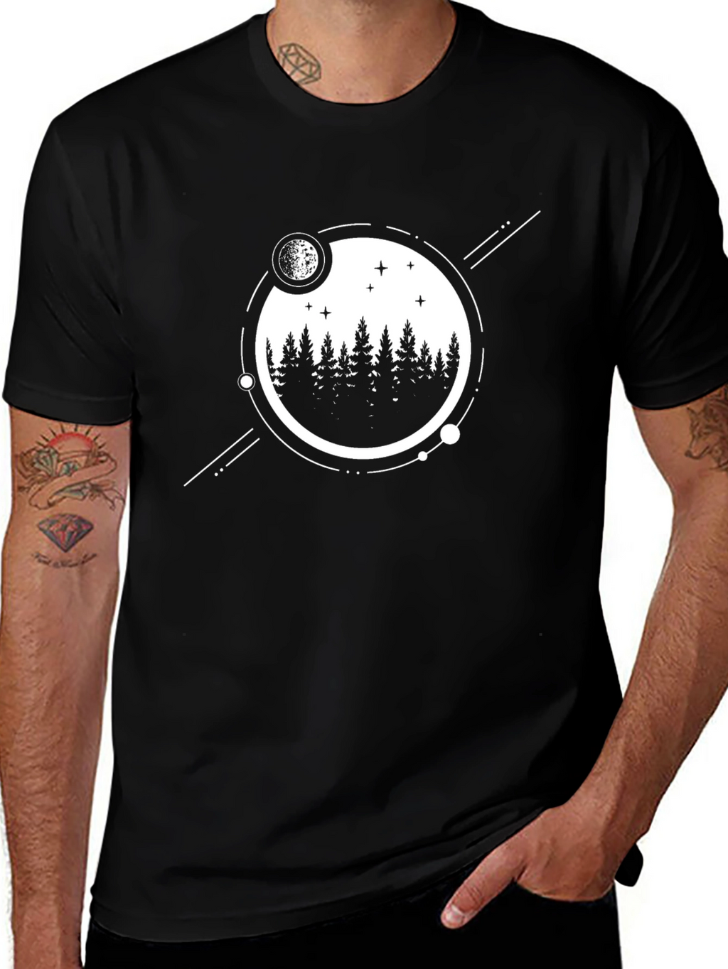 Nature Scene Graphic Tee - Mens Black Shirt