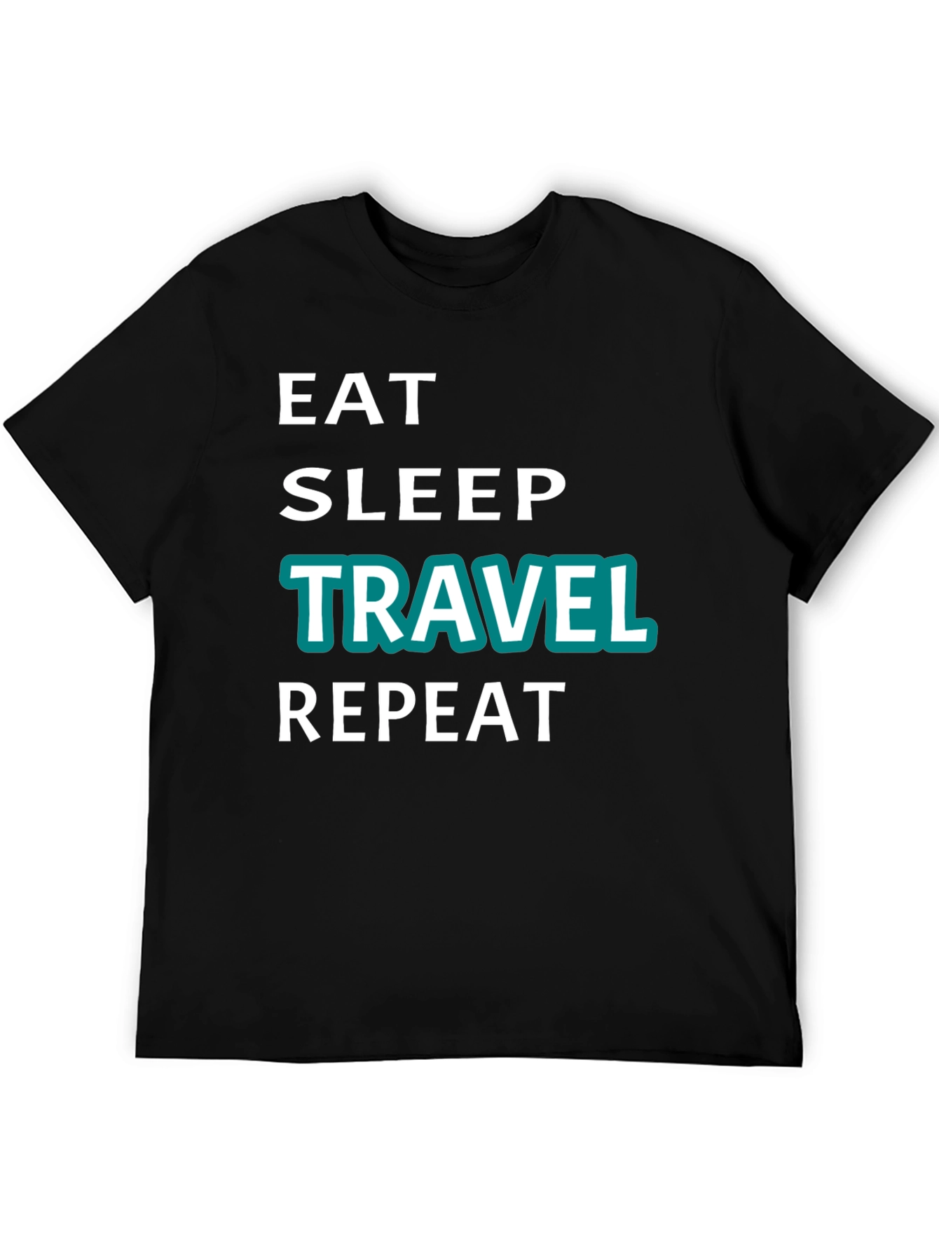 Eat Sleep Travel Repeat Graphic Tee - Black