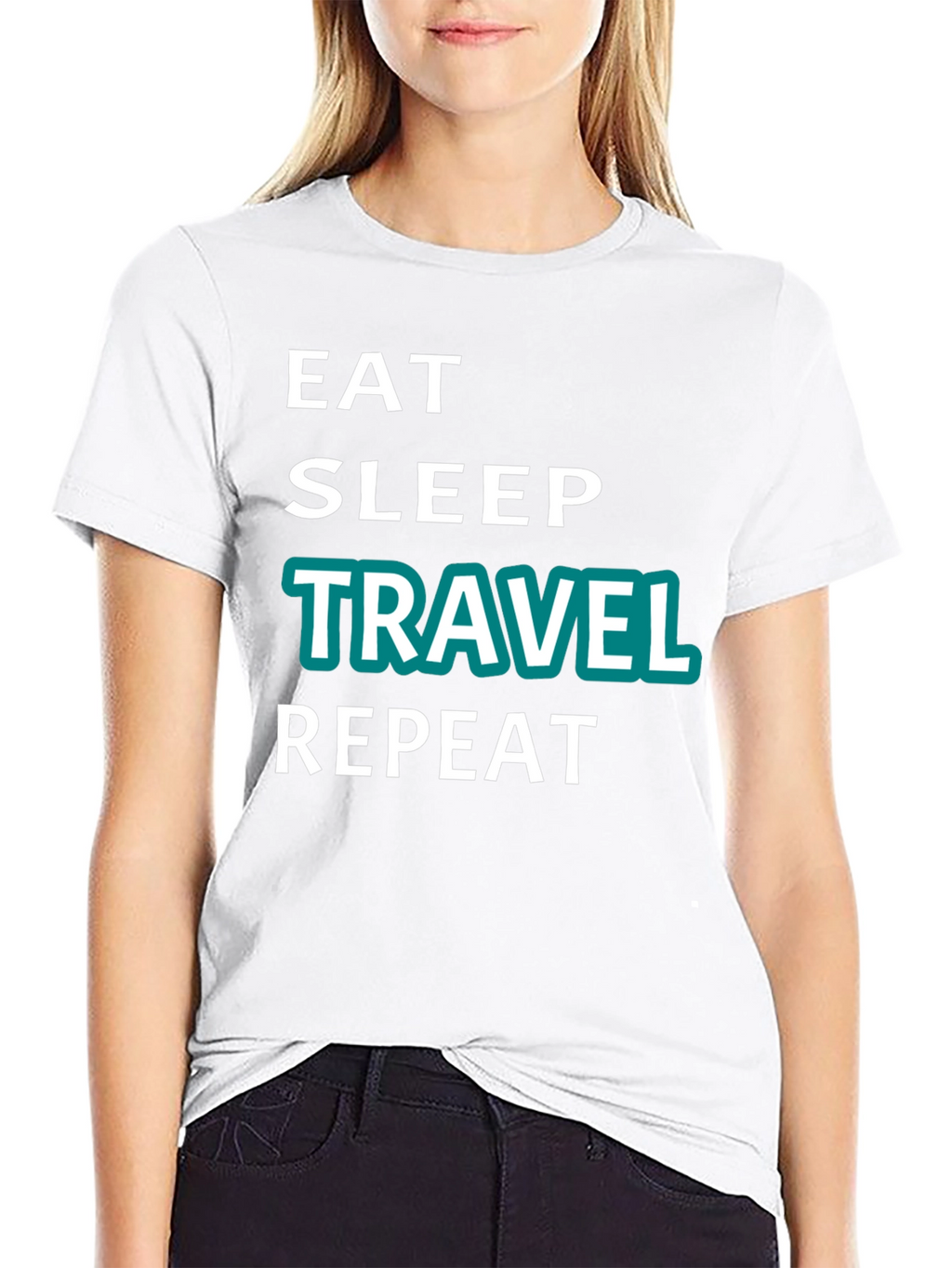 Eat Sleep Travel Repeat Graphic Tee - Black