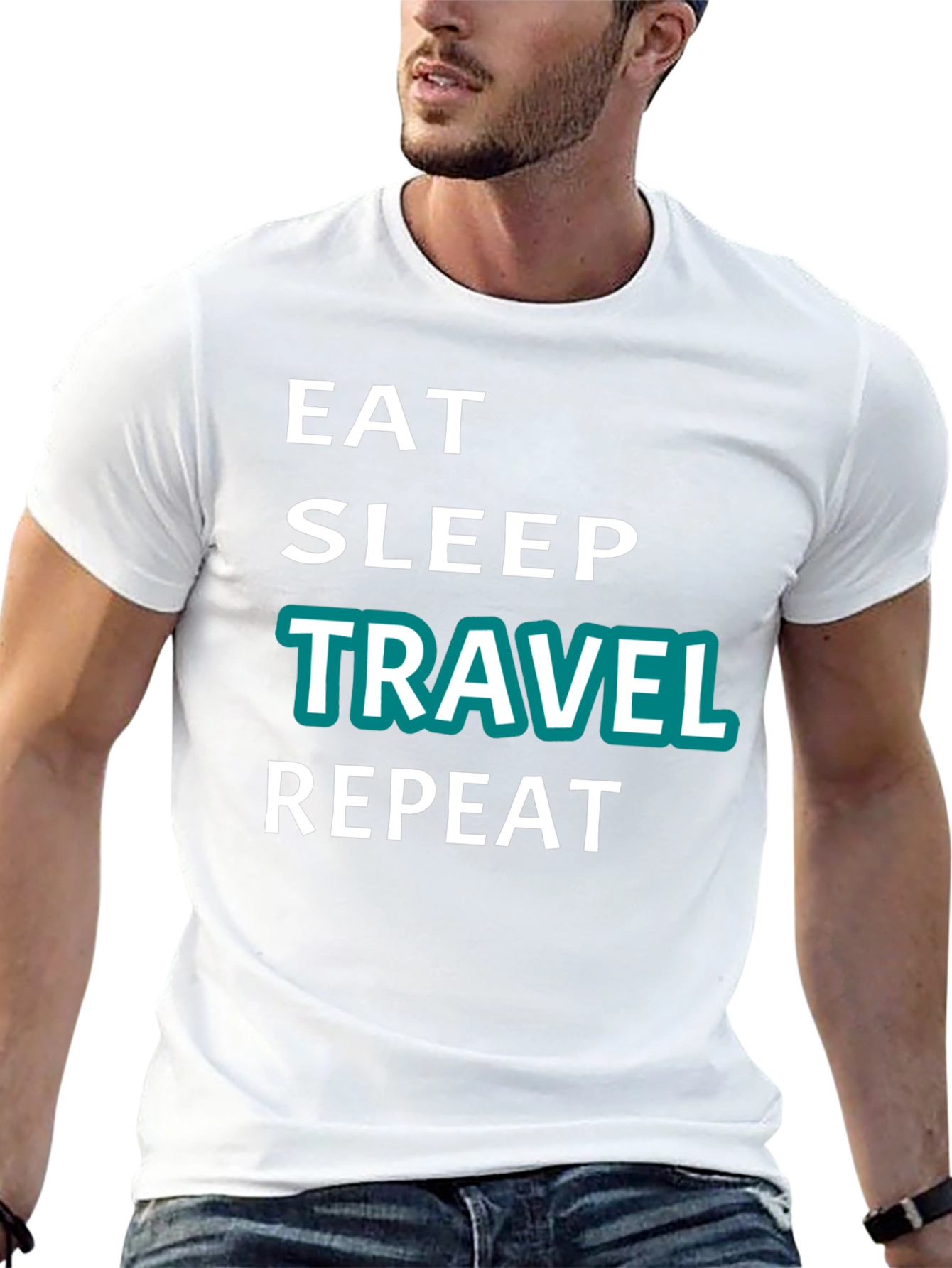 Eat Sleep Travel Repeat Graphic Tee - Black