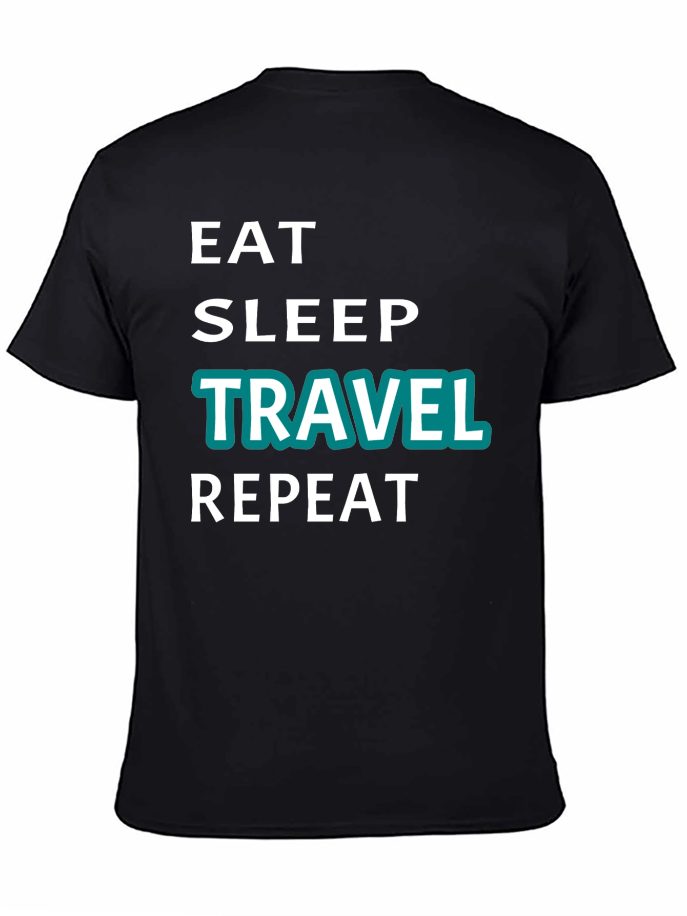 Eat Sleep Travel Repeat Graphic Tee - Black