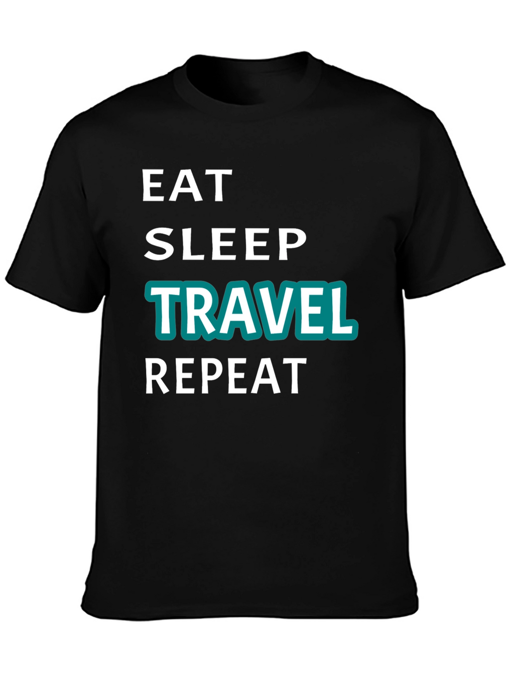 Eat Sleep Travel Repeat Graphic Tee - Black