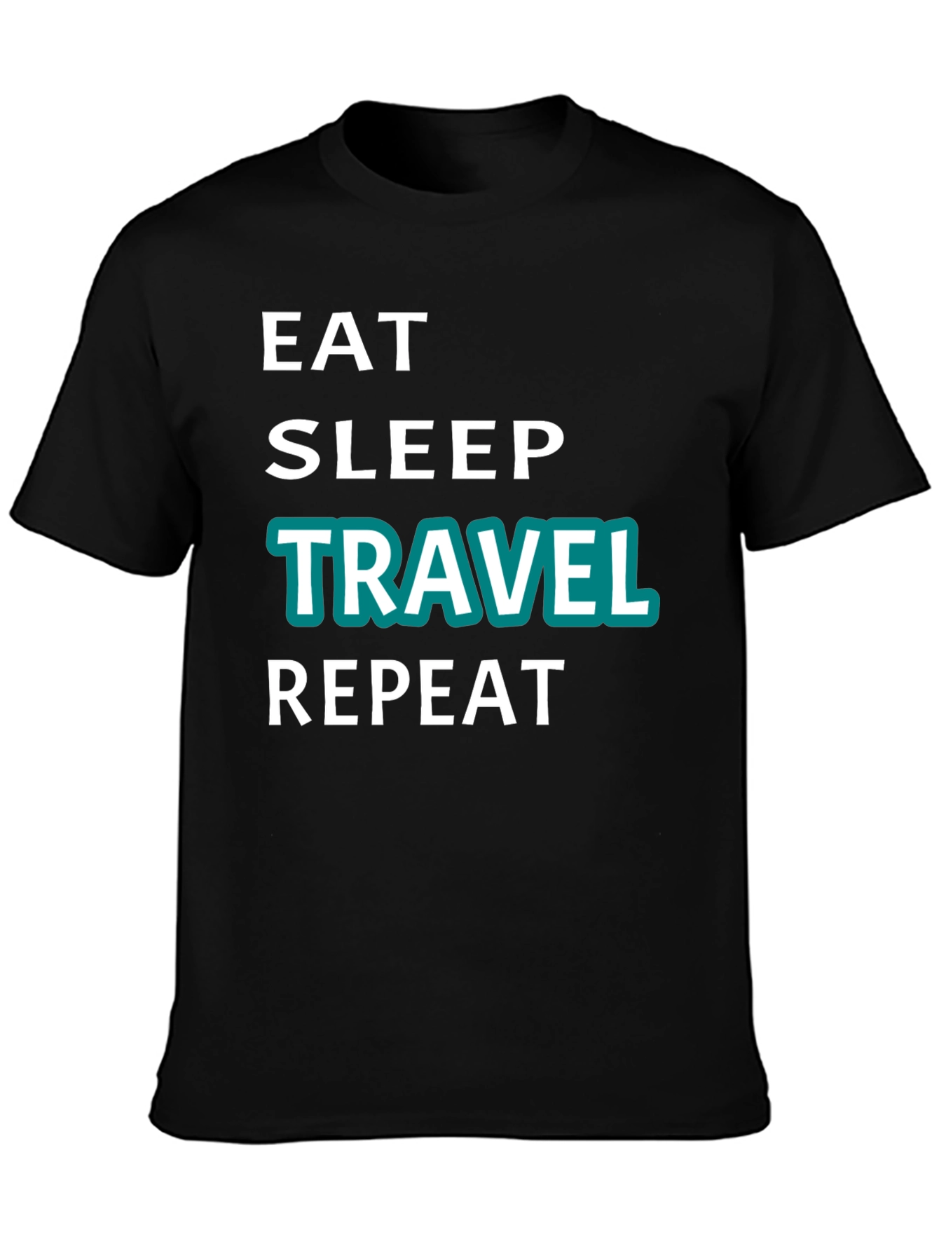 Eat Sleep Travel Repeat Graphic Tee - Black